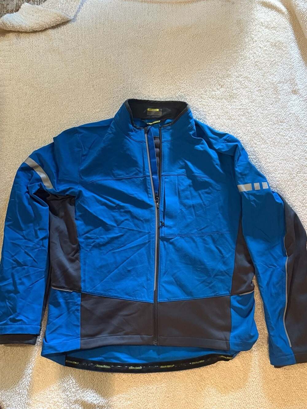 Novara Cycling Jacket Size XL Blue Black Full Zip Reflective Windbreaker